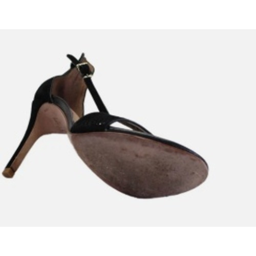 Joie Black Leather Suede Perforated Ankle Strap Heels 38 US 8 3.5" Stiletto - Picture 4 of 9